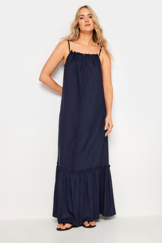 LTS Tall Women's Navy Blue Ruched Neck Maxi Dress | Yours Clothing 1