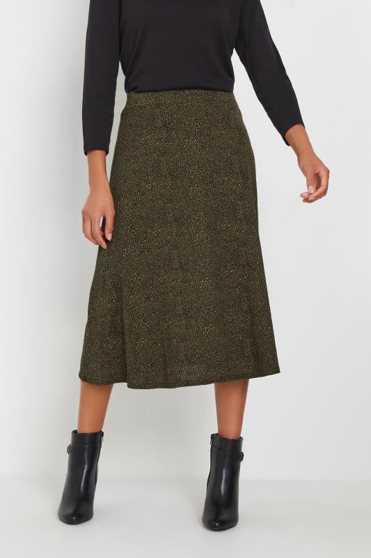 M&Co Khaki Green Animal Print Print Jersey Midi Skirt | M&Co 1