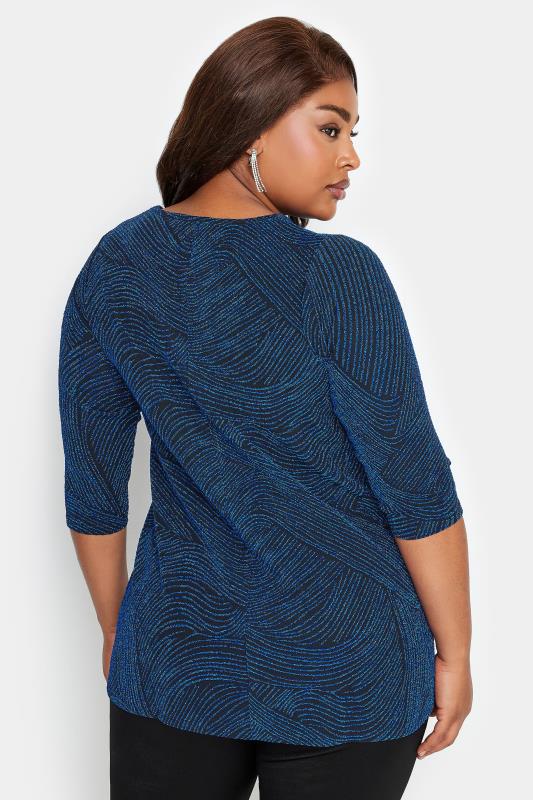 YOURS Plus Size Black & Blue Swirl Print Swing Top | Yours Clothing 4