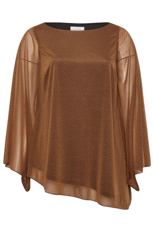 YOURS LONDON Plus Size Brown Long Sleeve Asymmetrical Blouse | Yours Clothing 5