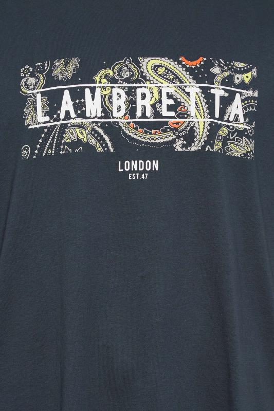 LAMBRETTA Big & Tall Navy Blue 'Lambretta' Box Slogan T-Shirt | BadRhino  2