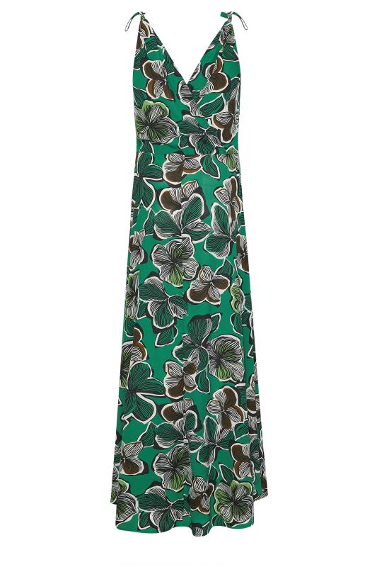LTS Tall Green Tropical Print Shoulder Tie Maxi Dress 7