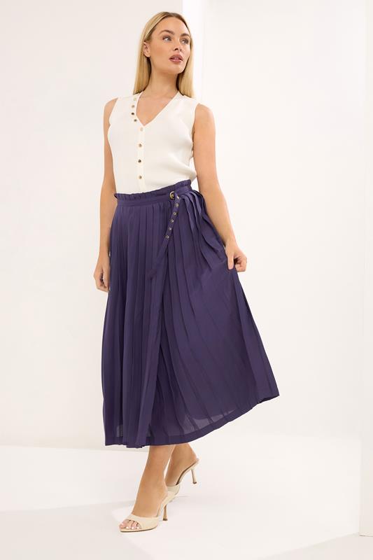  STAR Purple Pleated Belt Buckle Skirt