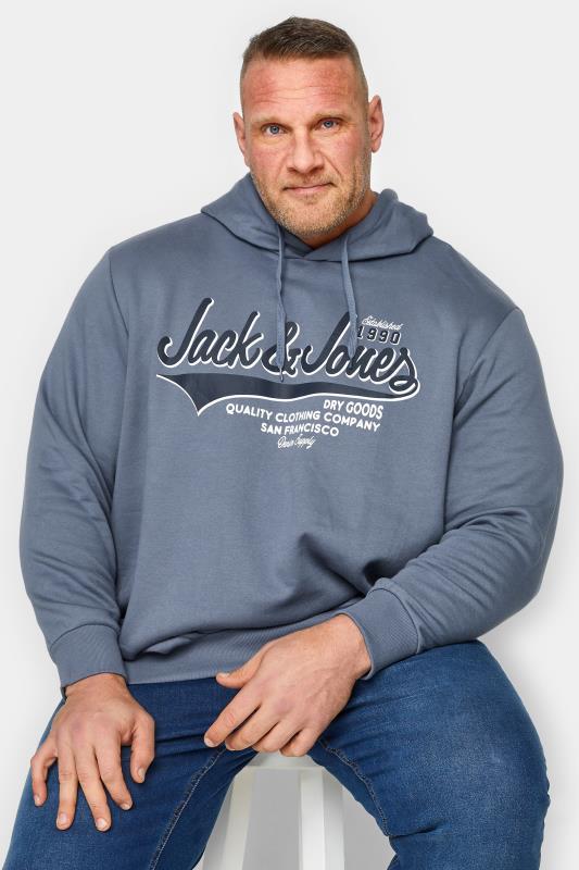 Men's  JACK & JONES Big & Tall Grey Printed Logo Hoodie