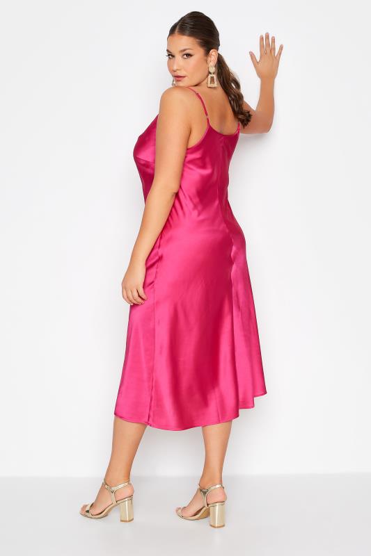 LIMITED COLLECTION Curve Pink Cowl Neck Satin Dress 3
