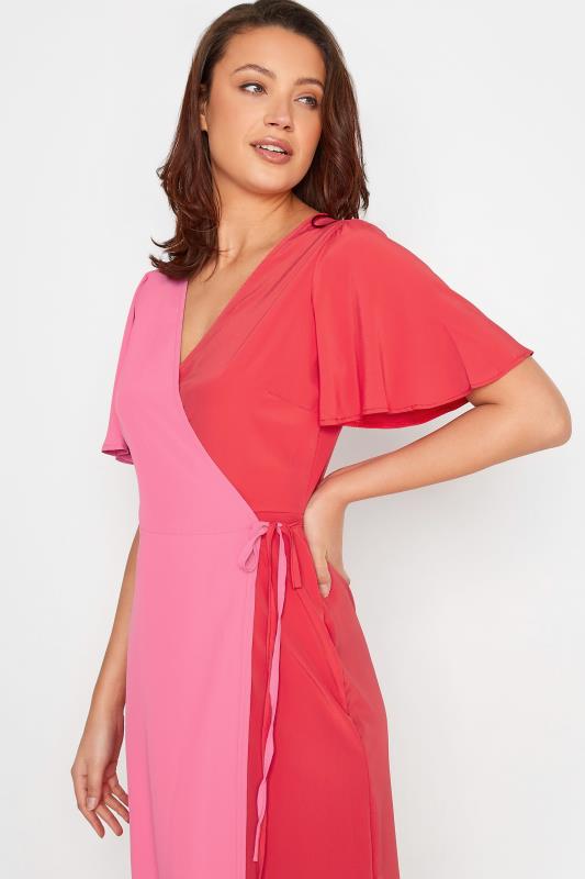 LTS Tall Women's Pink & Red Two Tone Wrap Dress | Long Tall Sally 4