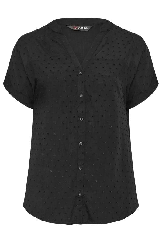 YOURS Plus Size Black Dobby Button Through Shirt | Yours Clothing  6