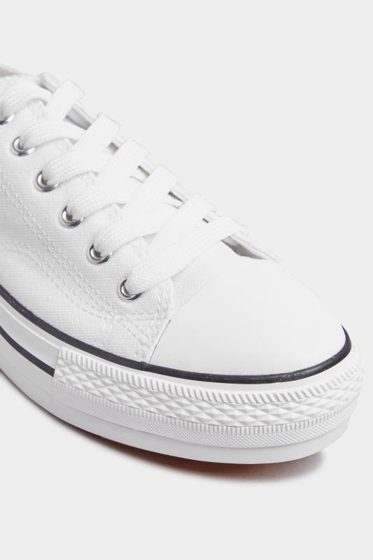 White Canvas Platform Trainers In Wide E Fit 5