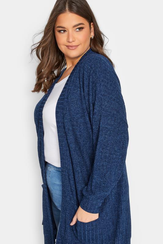 YOURS Plus Size Blue Ribbed Soft Touch Cardigan | Yours Clothing 4