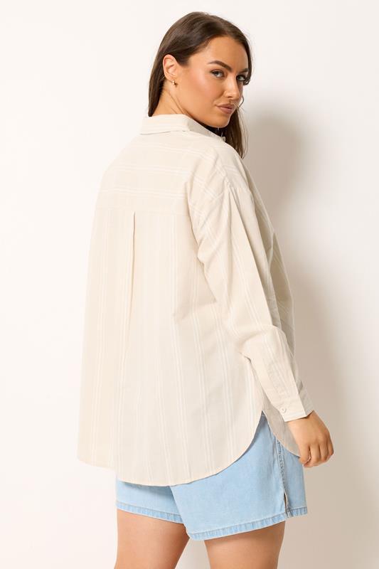 YOURS Plus Size Natural Brown Stripe Button Shirt | Yours Clothing 4
