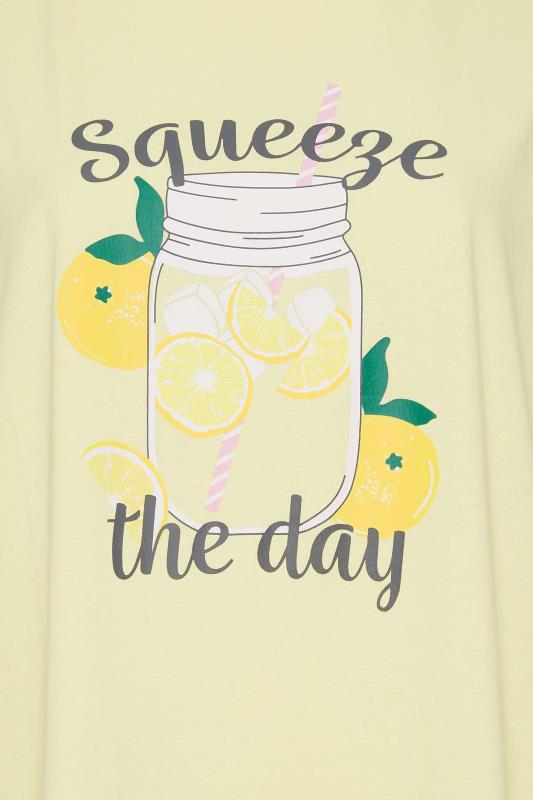 YOURS Curve Plus Size Pastel Yellow 'Squeeze The Day' Slogan  Lemonade Print Night Dress 5