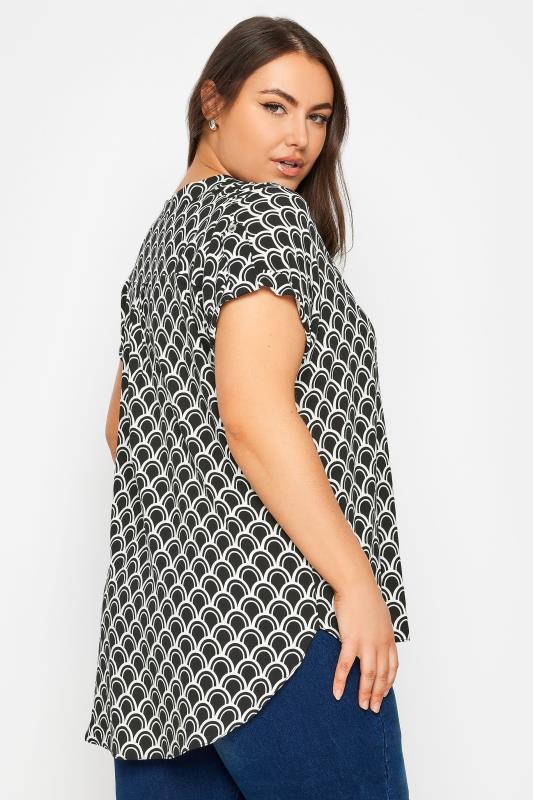 YOURS Plus Size Black Geometric Print Blouse | Yours Clothing 3