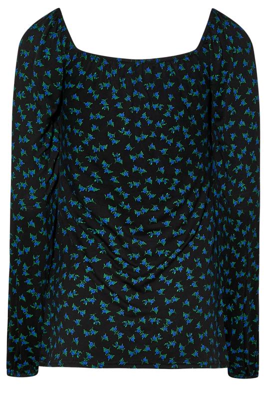 LTS Tall Women's Black & Blue Ditsy Print Tie Neck Top | Long Tall Sally 7