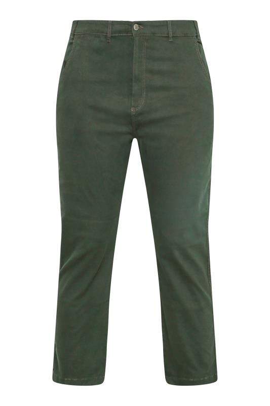 KAM Big & Tall Khaki Green Chino Trousers 4