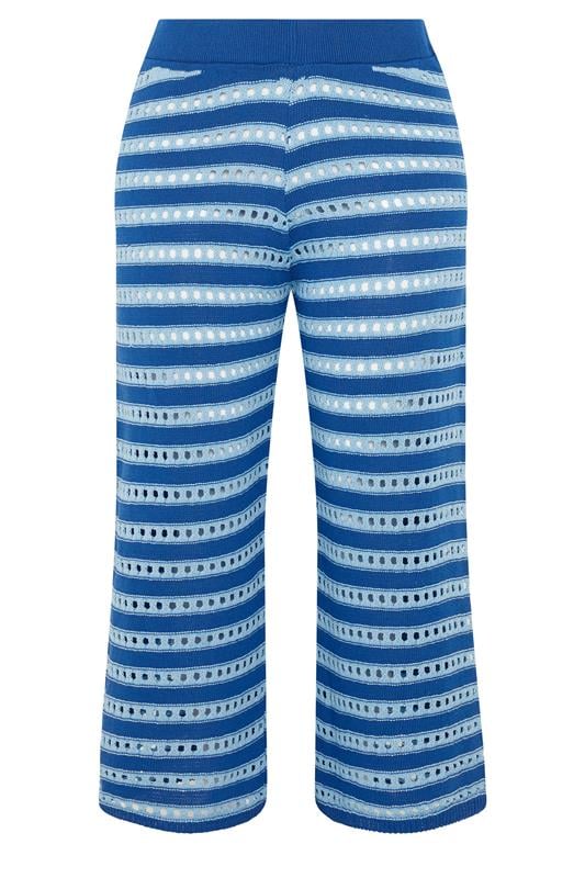 LIMITED COLLECTION Plus Size Blue Stripe Knitted Trousers | Yours Clothing 6
