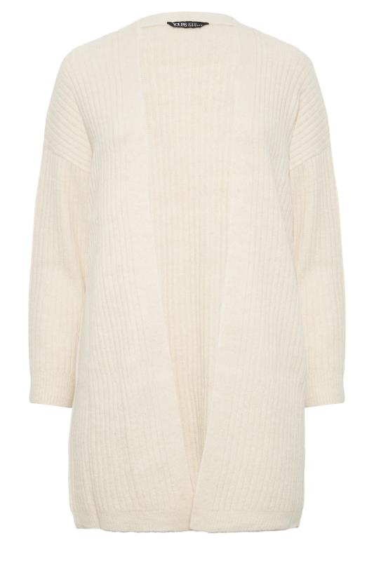 YOURS Plus Size Cream Ribbed Knit Cardigan | Yours Clothing 5