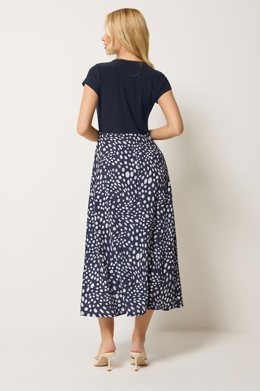 M&Co Navy Blue Spot Print 2 In 1 Midi Dress | M&Co 1