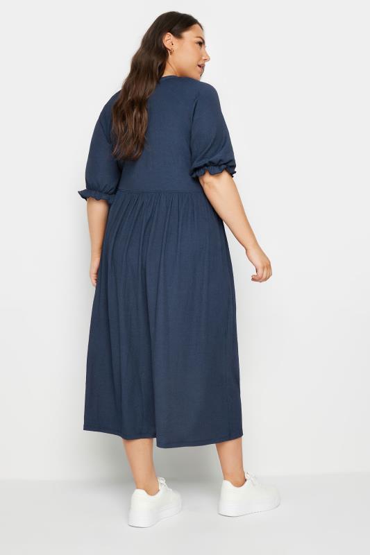 LIMITED COLLECTION Plus Size Navy Blue Textured Midaxi Dress | Yours Clothing  3