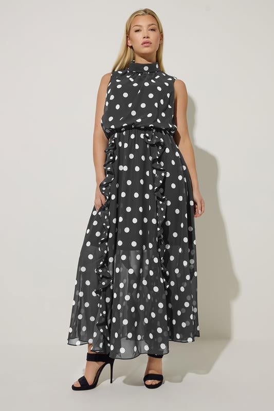  STAR Robe longue à pois - Noir