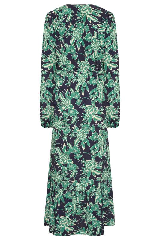LTS Tall Navy Blue Floral Print Smock Midi Dress 7