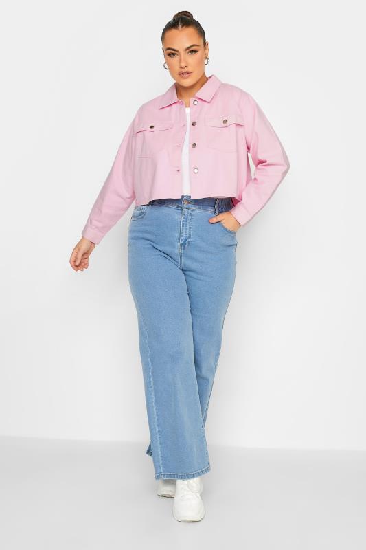 LIMITED COLLECTION Plus Size Pink Cropped Twill Jacket | Yours Clothing 3