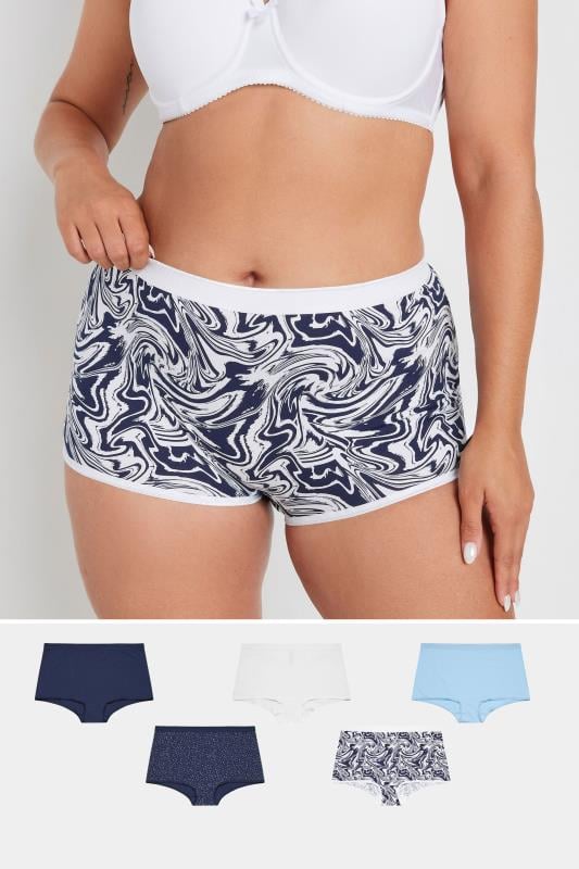  Grande Taille YOURS Curve 5 PACK Blue Marble Print Shorts