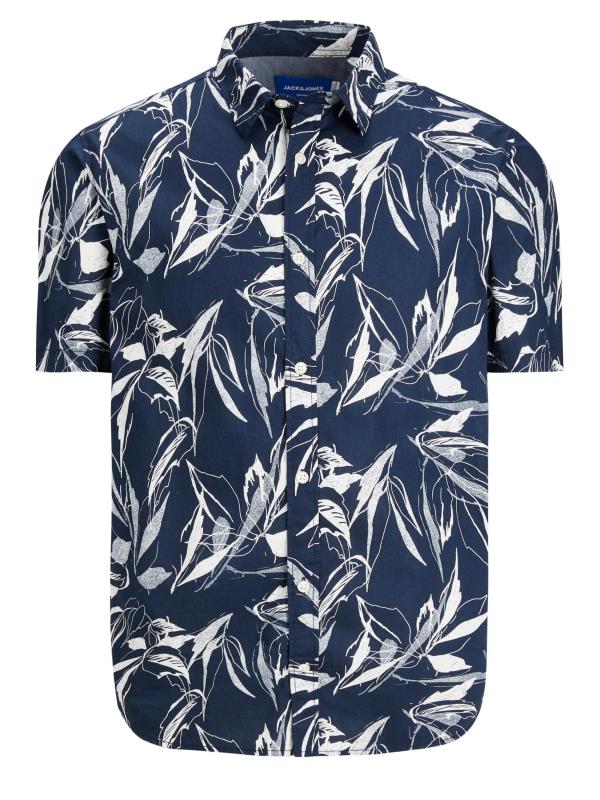 JACK & JONES Big & Tall Navy Blue Floral Print Shirt | BadRhino 2