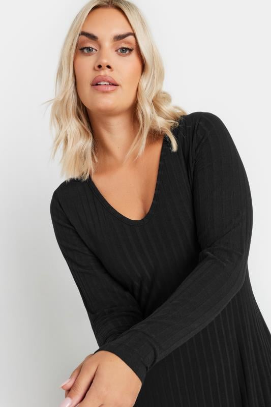 YOURS Plus Size Black Ribbed Maxi Dress | Yours Clothing 4