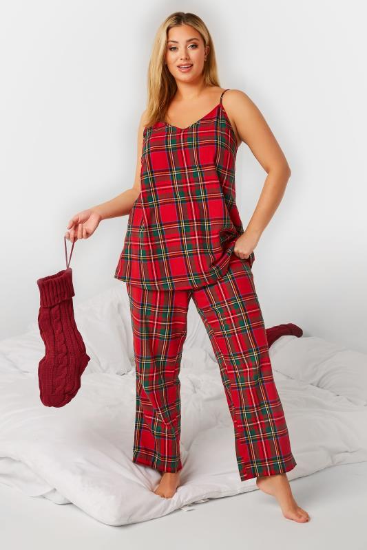 LIMITED COLLECTION Plus Size Red Tartan Check Cami Pyjama Top | Yours Clothing 3
