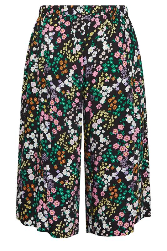 YOURS Curve Black Floral Print Culottes | Yours Clothing 5