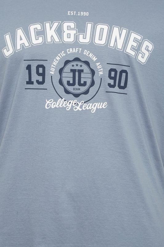 JACK & JONES Big & Tall Light Blue Printed Crew Neck T-Shirt | BadRhino 2