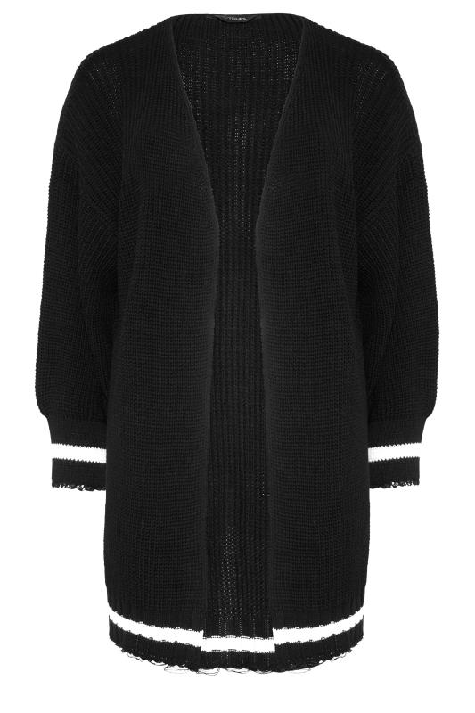 Black Stripe Trim Knitted Cardigan_F.jpg