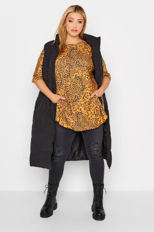 Plus Size Yellow Leopard Print Top | Yours Clothing  2