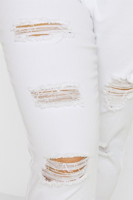 Curve White Ripped Skinny AVA Jeans 3