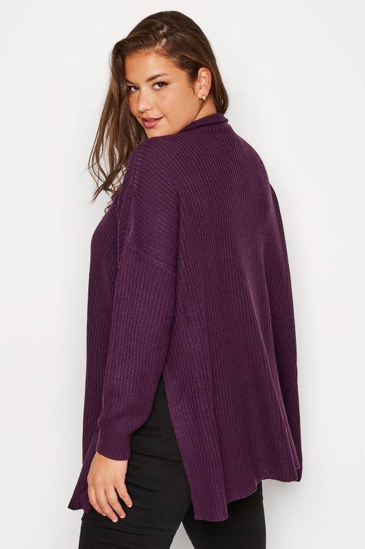 Plus Size Purple Zip Neck Jumper | Yours Clothing 3