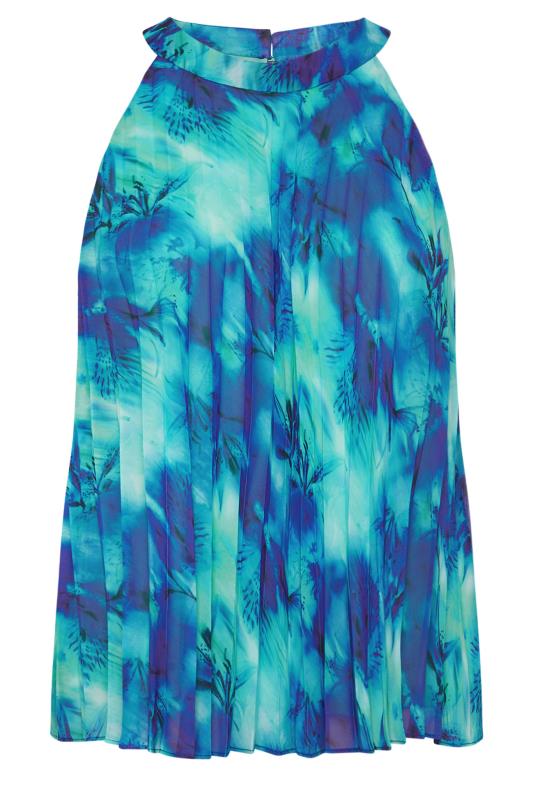 YOURS LONDON Plus Size Blue Abstract Print Pleated Top | Yours Clothing 5