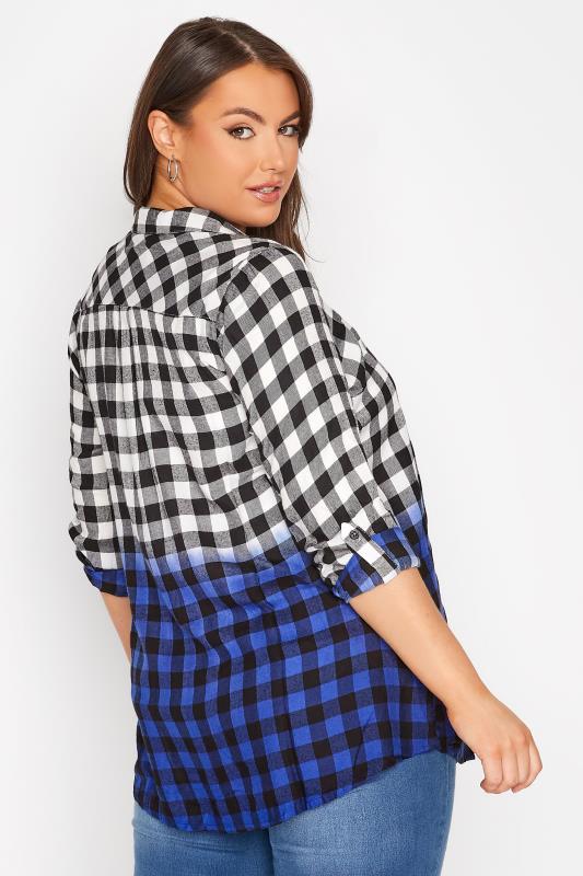 Blue Ombre Check Boyfriend Shirt | Yours Clothing 3
