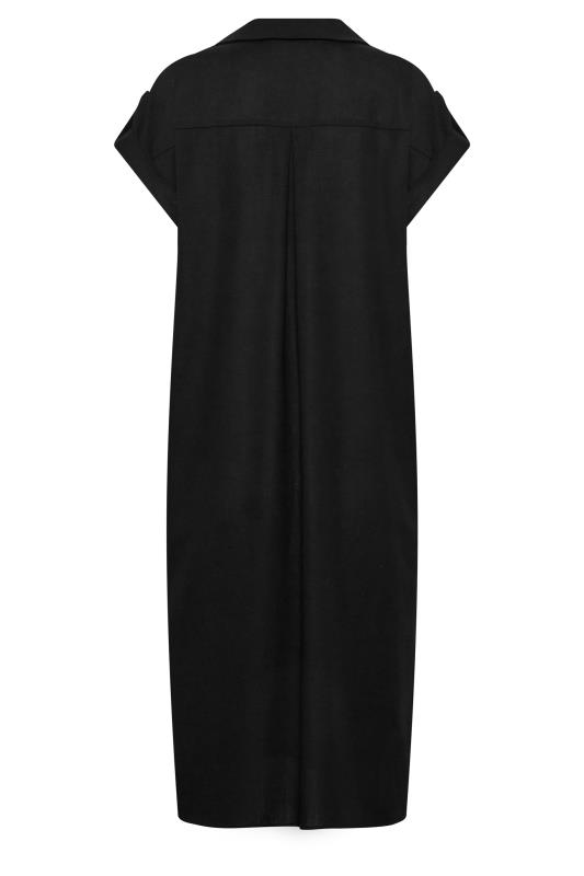 LTS Tall Women's Black Linen Look Button Through Shirt Dress | Long Tall Sally  7