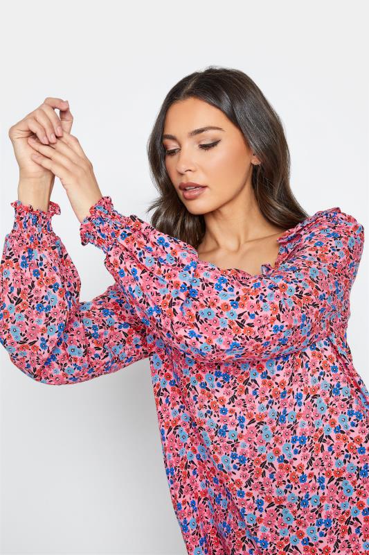 LTS Tall Pink Ditsy Floral Square Neck Top 5