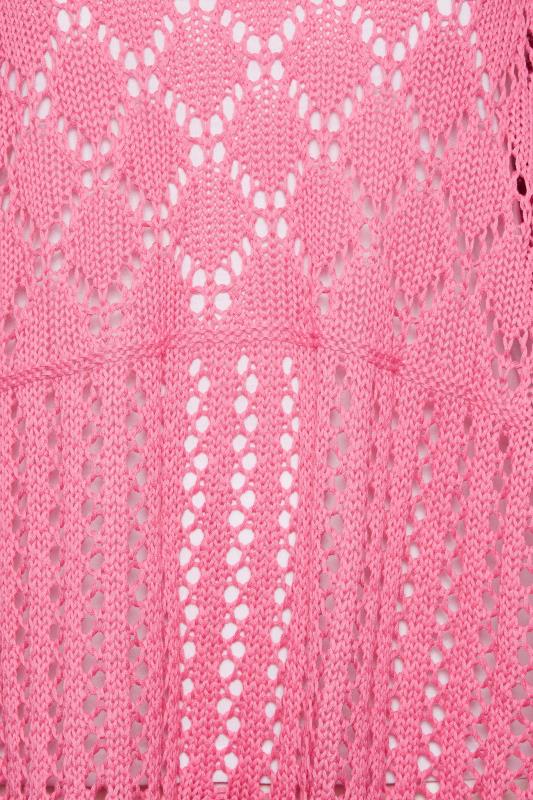 YOURS Plus Size Curve Pink Crochet Jumper | Yours Clothing  6