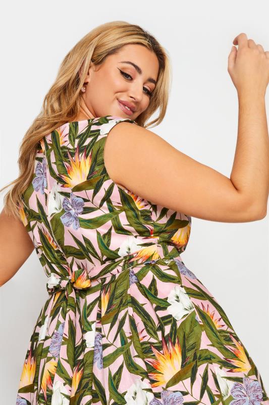 Plus Size Pink Leaf Print Skater Dress | Yours Clothing 4