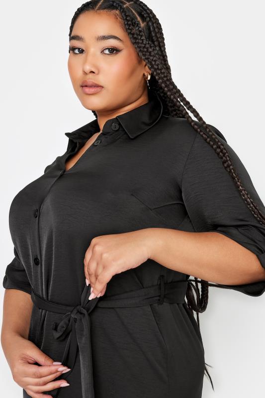 YOURS Plus Size Black Midi Shirt Dress | Yours Clothing 4