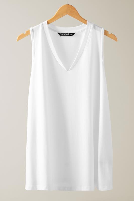 EVANS Plus Size White Modal Rich Vest Top | Evans 5