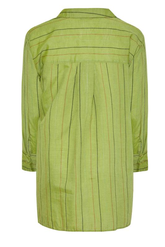 Plus Size Green Stripe Pocket Oversized Shirt | Yours Clothing 8