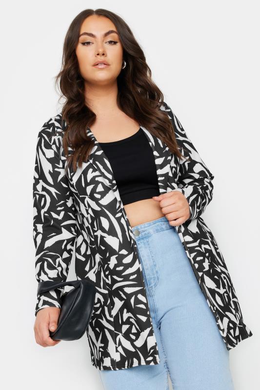 LIMITED COLLECTION Plus Size Black Abstract Print Blazer | Yours Clothing 1
