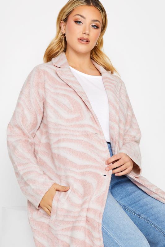 YOURS LUXURY Plus Size Pink Animal Print Faux Fur Jacket | Yours Clothing 2