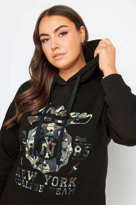 YOURS Curve Black 'Vintage' Slogan Hoodie | Yours Clothing 4