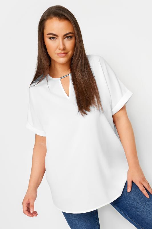  Grande Taille YOURS Curve White Notch Neck Blouse