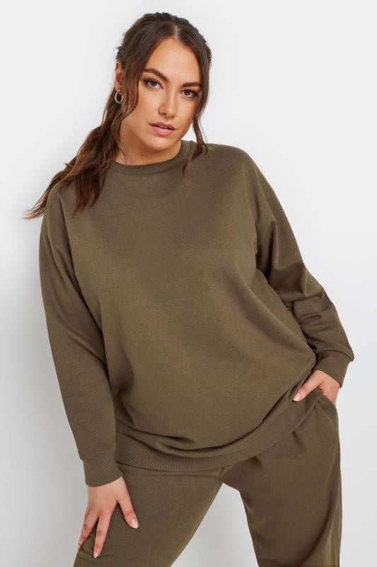  Tallas Grandes YOURS Curve Mocha Brown Long Sleeve Sweatshirt