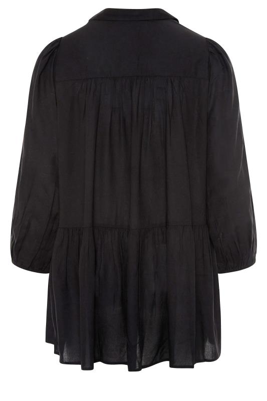 Plus Size Black Smock Tiered Tunic Blouse | Yours Clothing